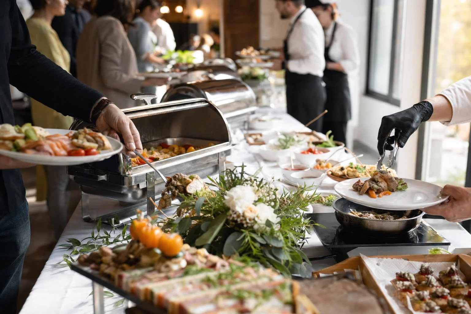 Žive kuharske postaje i buffet stol postavljeni na eventu u Istri